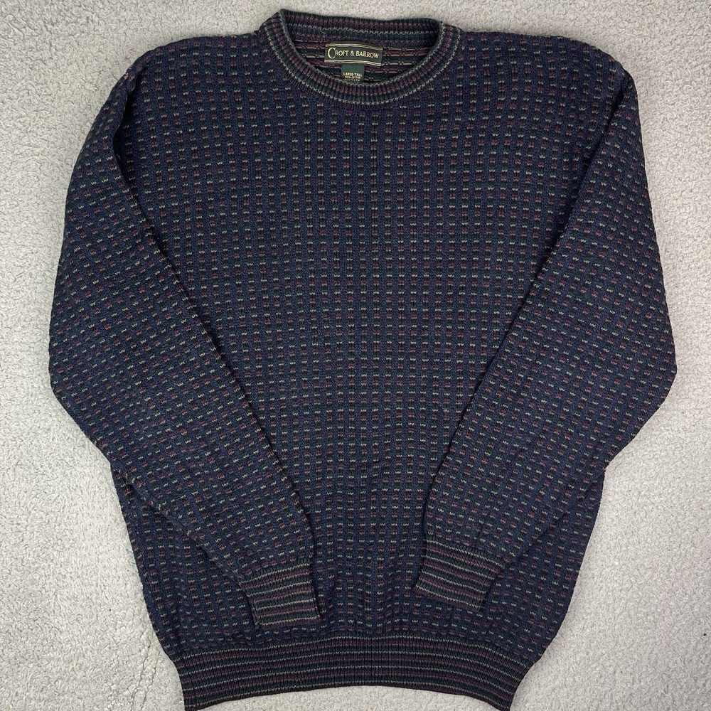 Vintage Croft & Barrow Sweater Grandpa Geometric Knit‎ Pullover 90s Large Tall